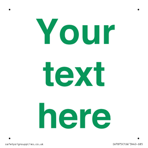 Custom blank information sign. Green text, plain background